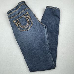 True Religion Women's Low Rise Skinny Jean Casual Y2K Western Biker-30